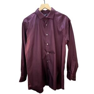 Kenneth Cole Awareness Burgundy Non Iron Slim Fit Dress Shirt Men 17 32 33